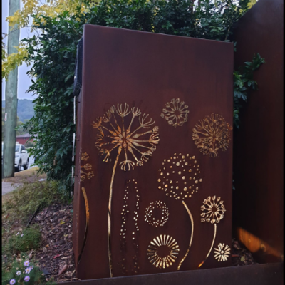 Ironbark Letterbox in Rusted Corten Steel with Agapanthas Pattern and ...